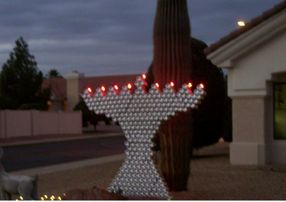 Giant menorah made from over 200 diet coke cans