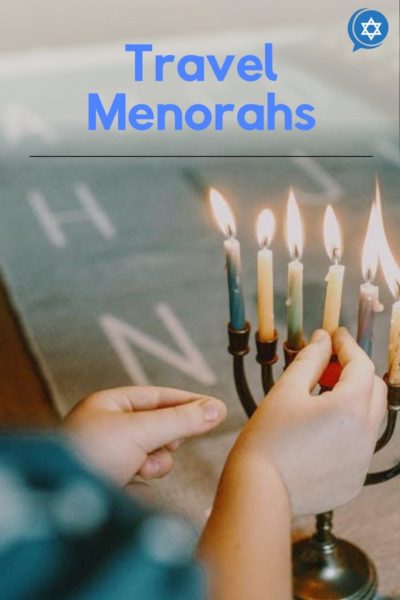 Lighting a small travel menorah