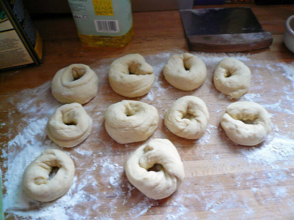 Next step in our easy boiled bagel recipe.