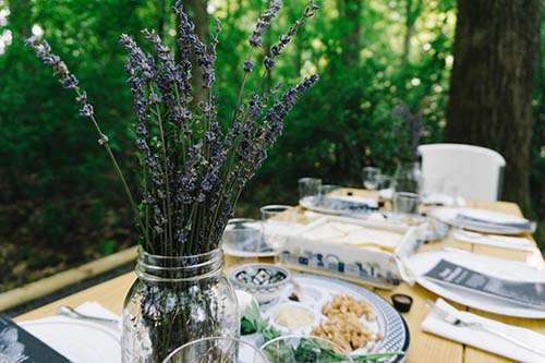 Outdoor table set for the Jewish holiday of Passover