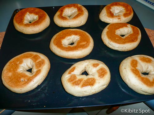 Homemade bagels on the baking sheet