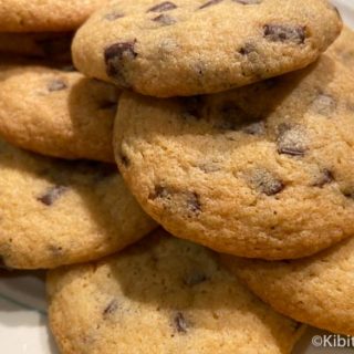 A stack of gluten free chocolate chip cookies