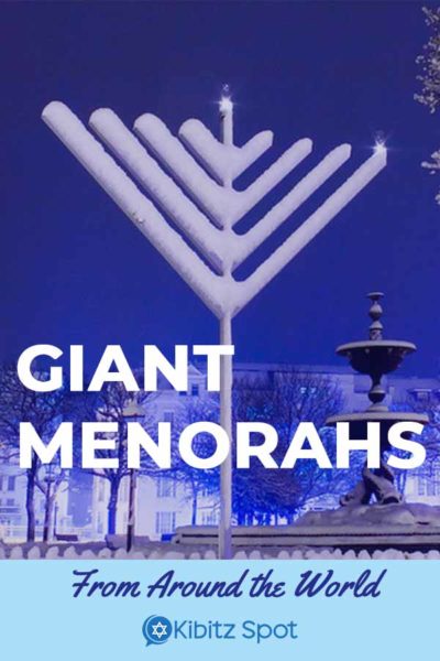 Giant Menorah covered in snow