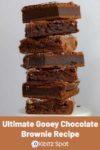 A stack of gooey fudgy chocolate brownie squares