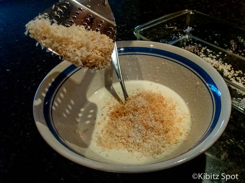 Adding toasted coconut to make gluten free macaroons