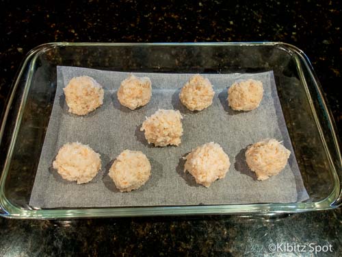 Coconut macaroons in a baking pan from a homemade macaroon recipe