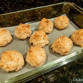 Coconut macaroons in a baking pan from a homemade macaroon recipe