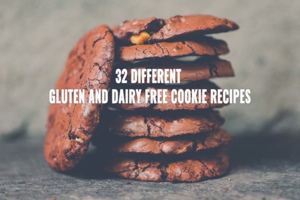A stack of gluten-free and dairy free chocolate chocolate chip cookies, one of 32 different recipes
