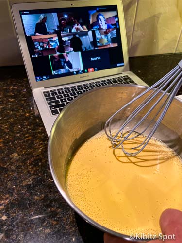 Whisk the coconut milk, sugar, and egg yolks to make kaya coconut jam