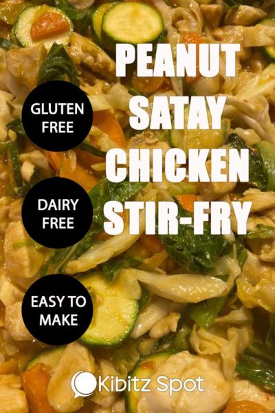 A close up view of peanut satay chicken stir-fry