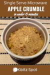 A view of the finnised gluten free apple crumble made in a microwave oven in a ramekin dish