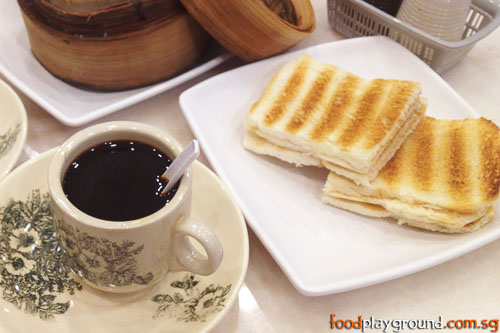 Kaya toast with coffee