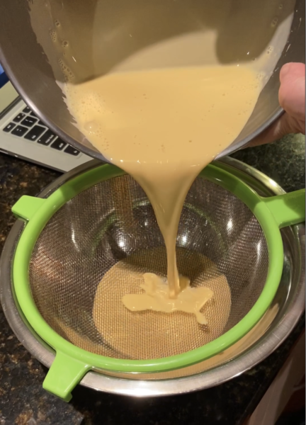 Pour kaya mixture through sieve