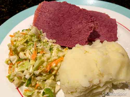 Coleslaw as a side dish with fresh corned beef