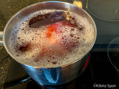 Boiling beef in saucepan as part of our simple corned beef recipe