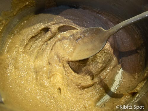 Heating tahini in a saucepan