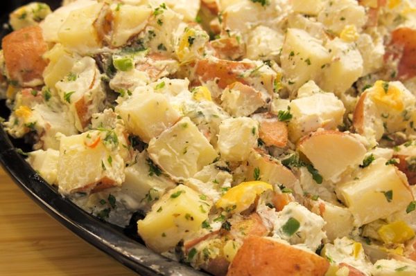 A dish of gluten free potato salad
