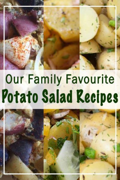 Three different potato salads, part of our collection of gluten free potato salad recipes