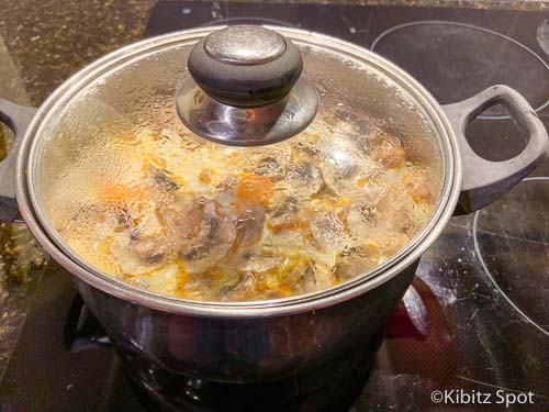 Simmer soup on the stovetop