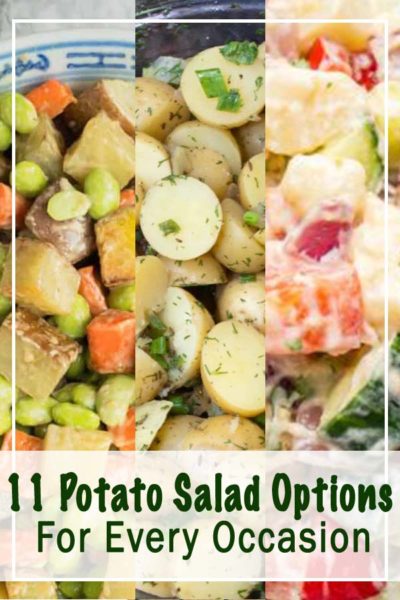 Three different potato salads, part of our collection of gluten free potato salad recipes