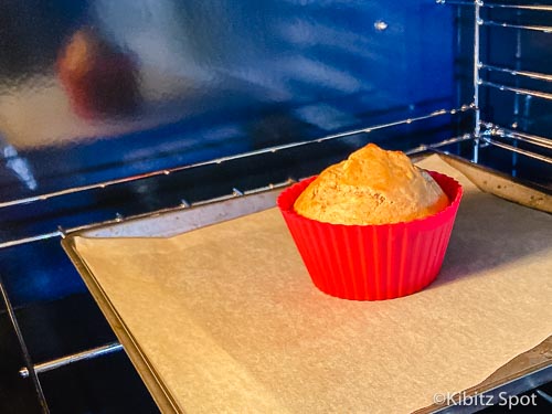 Banana breakfast muffins baking in the oven