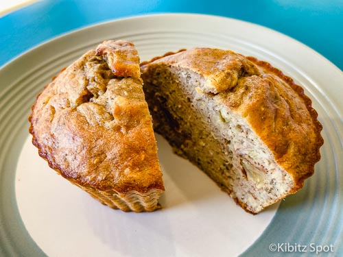 Dairy and gluten free banana chia muffins on a plate