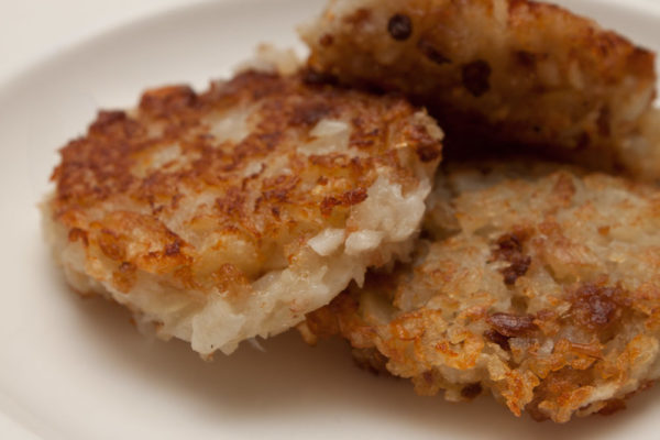 Thick potato latkes