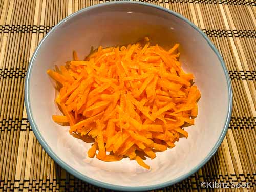 Shredded carrots as a baked potato topping