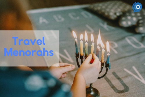 Lighting a small travel menorah