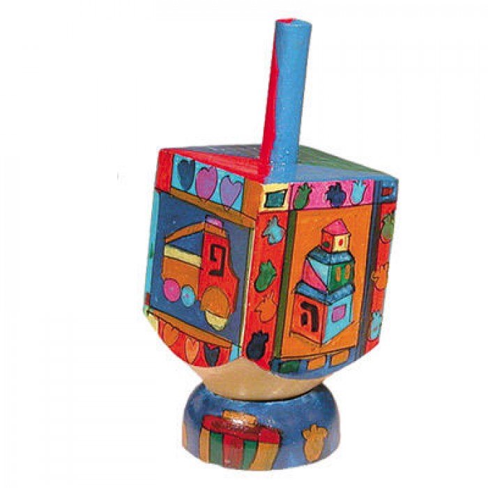 Yair Emanuel Small Wooden Dreidel with Stand Toys
