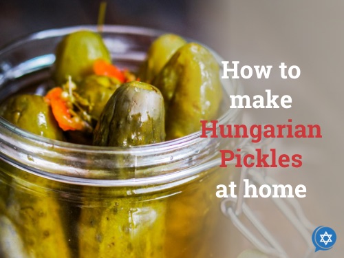 A jar of homemade Hungarian pickles