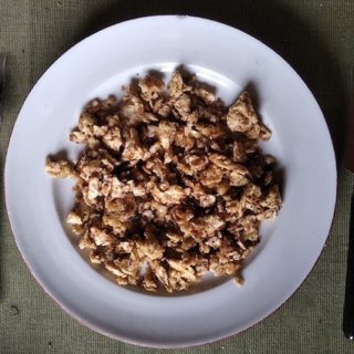 a plate of fried matzo made with yogurt