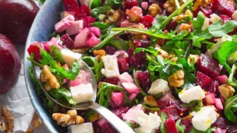 Arugula beet salad with feta and walnuts 2