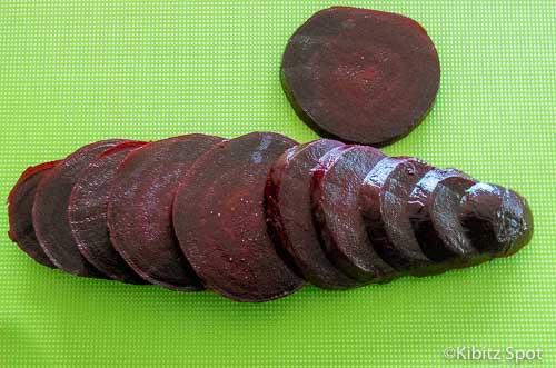 Steamed beets sliced and ready to serve