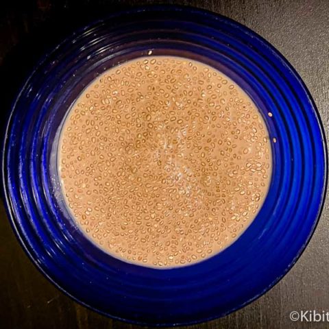 A bowl of chia chocolate pudding ready to eat