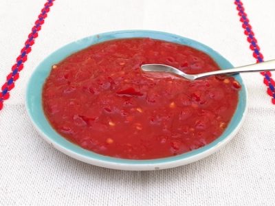 A bowl of homemade fermented hot sauce