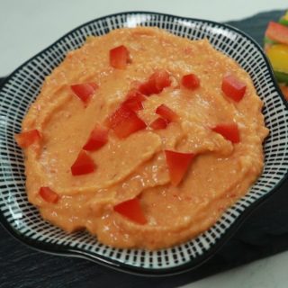 bowl of red pepper hummus