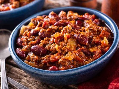 A bowl of Tex-Mex chili con carne