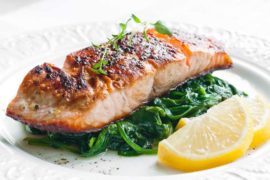 One-dish Baked Salmon and Spinach with Lemon and Herbs