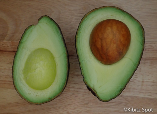 an avocado cut in half