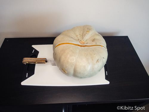 Cut a pumpkin in half