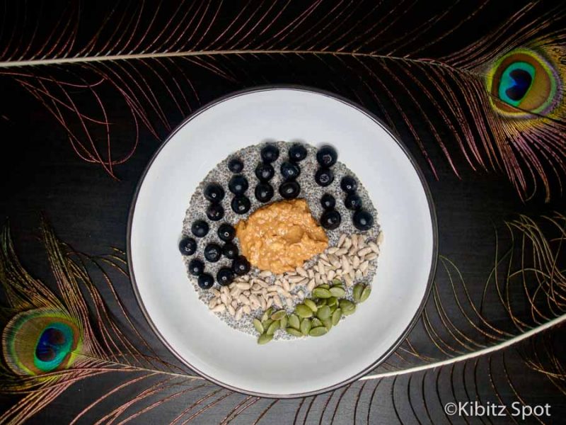 Chia Pudding Breakfast Bowl with Almond Milk and Superfood