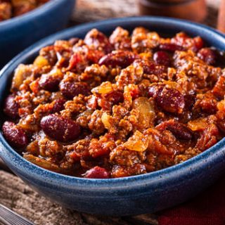 A bowl of Tex-Mex chili con carne