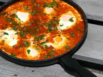 close-up of a vegetable pan shakshuka an israeli specialty,