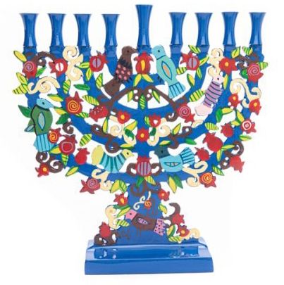 laser cut hanukkah menorah pomegranate birds