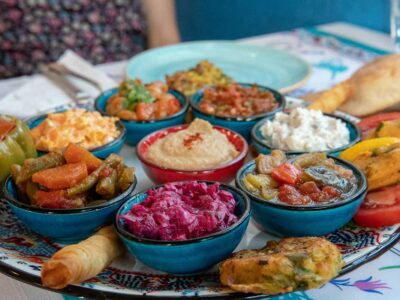 A tasty selection from a Mediterranean gluten-free mezze platter in Turkey