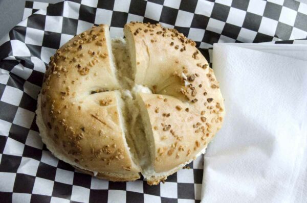Jewish whitefish salad on a bagel