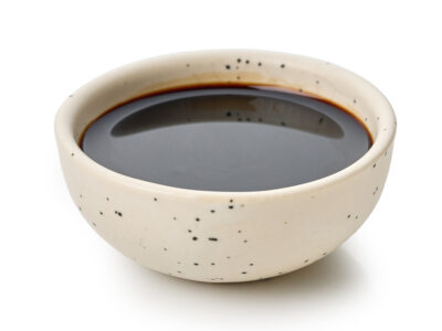 A bowl of teriyaki sauce made with our gluten-free teriyaki sauce recipe.