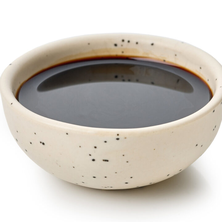 A bowl of teriyaki sauce made with our gluten-free teriyaki sauce recipe.