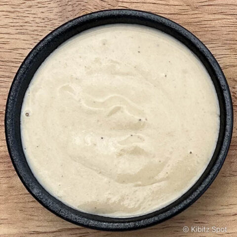 A serving of lemon tahini dressing